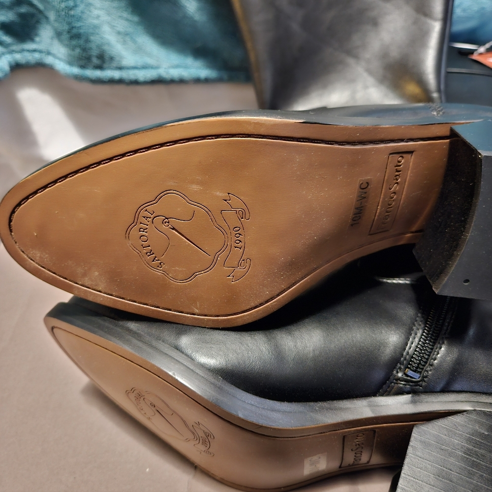 Franco Sarto Black Leather Knee High Wide Calf Boots - Picture 5 of 7